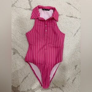 Zara Fuchsia and White Striped Bodysuit